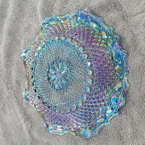 Vintage Blue Carnival Glass Hostess Plate!! - Picture 4 of 11